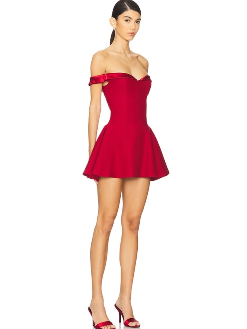 Mirror Palais Red Off-the-Shoulder Mini Dress | Size S | NWT - Picture 2 of 7